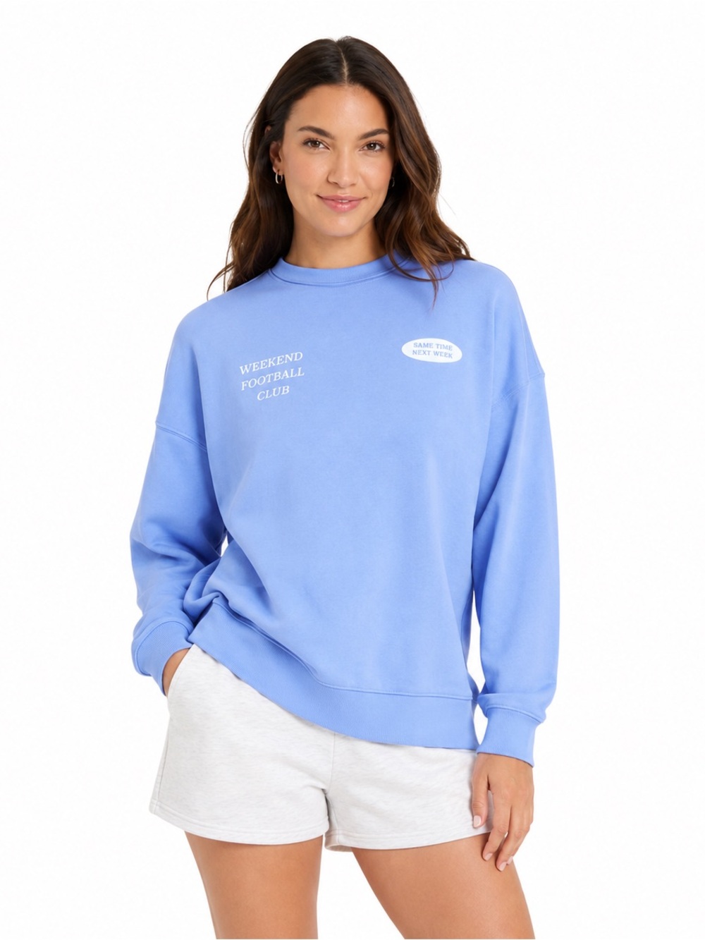 Wild Fable Women’s Oversized Pullover Sweatshirt Football Club Blue Size L
